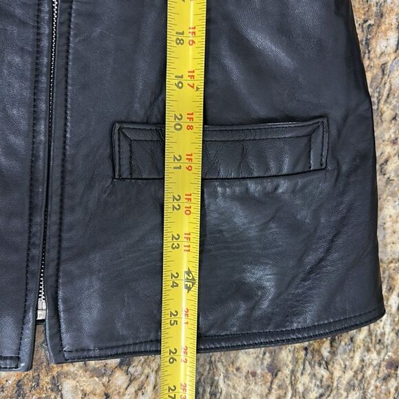 Marquis Vintage Black Leather Sleeveless Jacket Vest With Pockets Size 8 - Picture 8 of 8